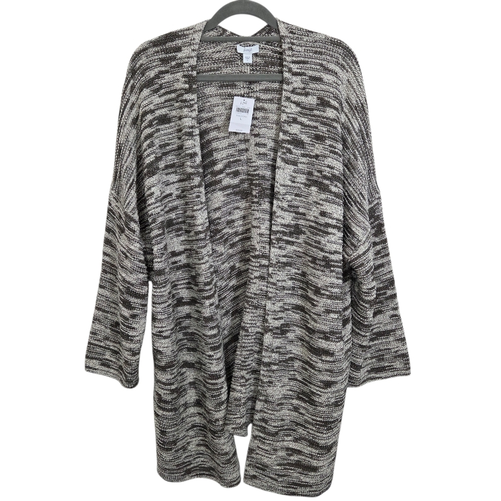 NWT J. Jill Pure Open Front Cardigan Sweater Large Shale Cream Lightweight